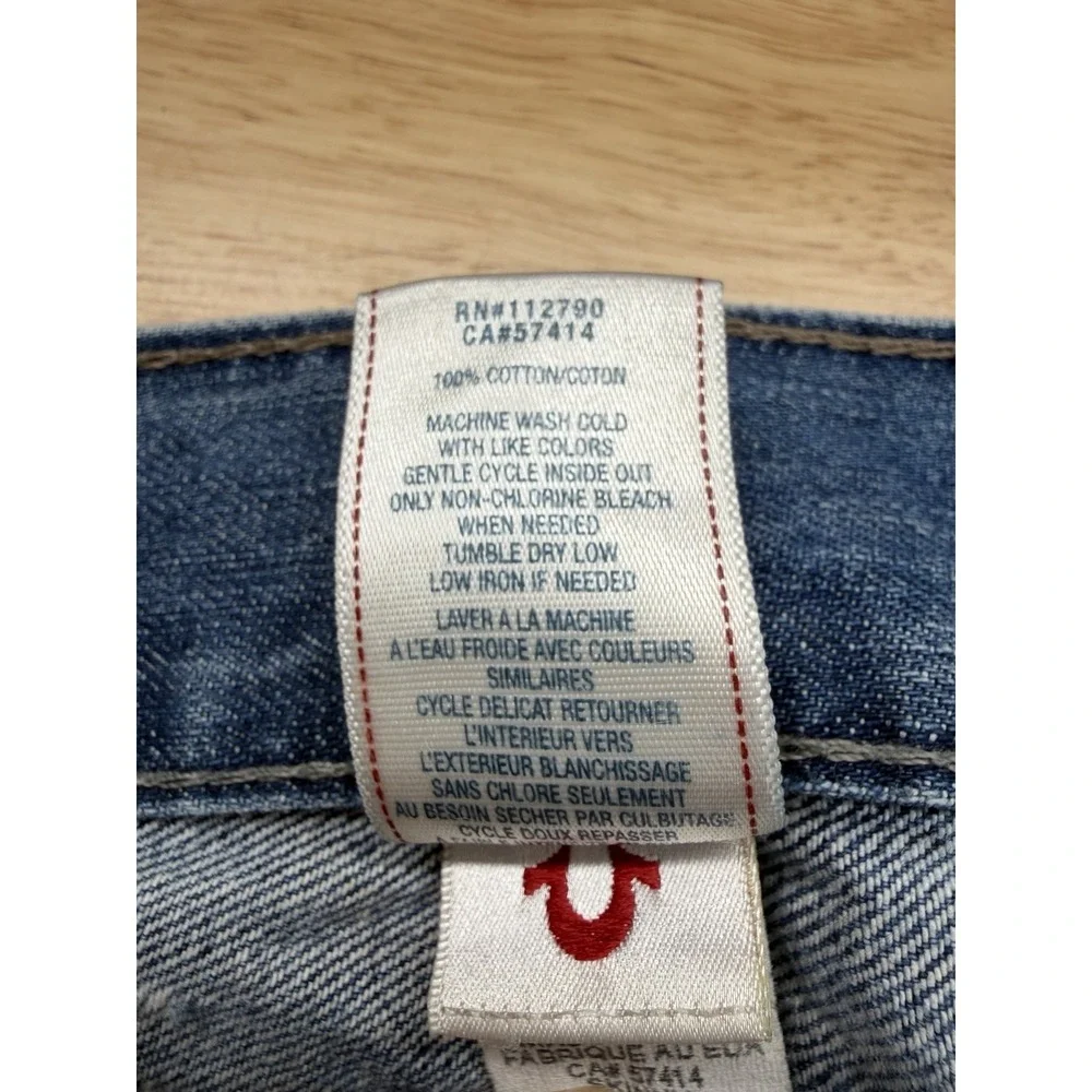True Religion Billie‎ Mid-Rise Men's Skinny Straight Jeans Size 34x32 Blue Denim